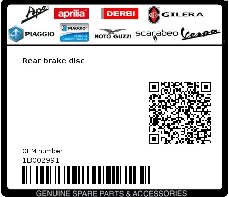 Product image: Piaggio - 1B002991 - Rear brake disc  0