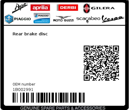 Product image: Piaggio - 1B002991 - Rear brake disc 