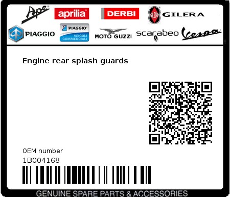 Product image: Piaggio - 1B004168 - Engine rear splash guards  0