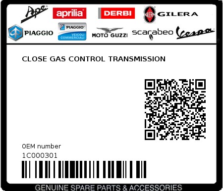 Product image: Piaggio - 1C000301 - CLOSE GAS CONTROL TRANSMISSION 