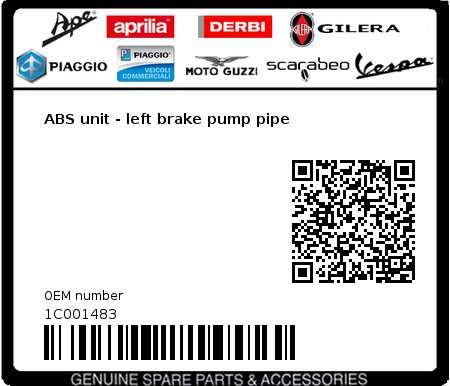 Product image: Piaggio - 1C001483 - ABS unit - left brake pump pipe  0