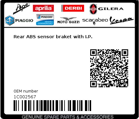 Product image: Piaggio - 1C002567 - Rear ABS sensor braket with I.P. 