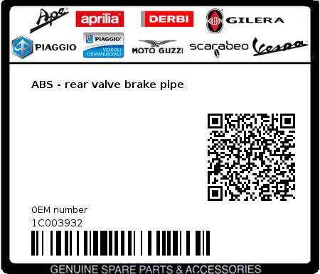 Product image: Piaggio - 1C003932 - ABS - rear valve brake pipe 