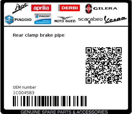 Product image: Piaggio - 1C004583 - Rear clamp brake pipe 