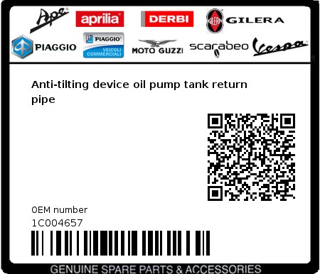 Product image: Piaggio - 1C004657 - Anti-tilting device oil pump tank return pipe  0