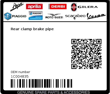 Product image: Piaggio - 1C004835 - Rear clamp brake pipe 