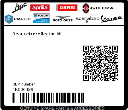 Product image: Piaggio - 1R000499 - Rear retroreflector kit 