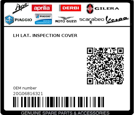 Product image: Piaggio - 20G06816321 - LH LAT. INSPECTION COVER  0