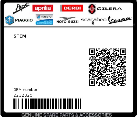 Product image: Piaggio - 2232325 - STEM  0