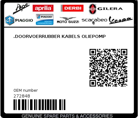 Product image: Piaggio - 272848 - .DOORVOERRUBBER KABELS OLIEPOMP 