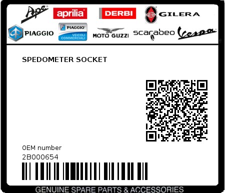 Product image: Piaggio - 2B000654 - SPEDOMETER SOCKET  0