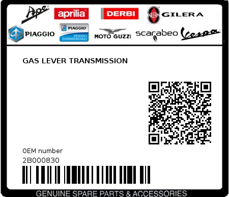 Product image: Piaggio - 2B000830 - GAS LEVER TRANSMISSION  0
