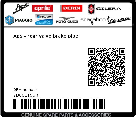 Product image: Piaggio - 2B001195R - ABS - rear valve brake pipe 