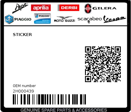 Product image: Piaggio - 2H000439 - STICKER  0