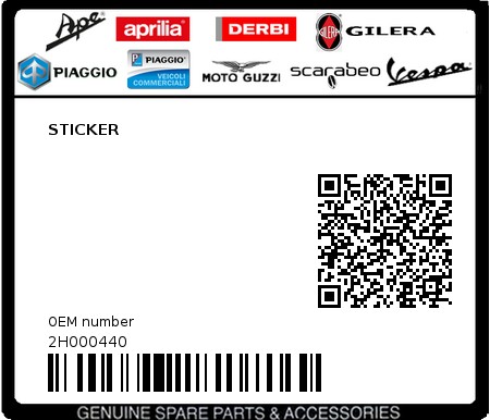 Product image: Piaggio - 2H000440 - STICKER  0