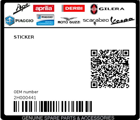 Product image: Piaggio - 2H000441 - STICKER  0