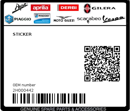 Product image: Piaggio - 2H000442 - STICKER  0