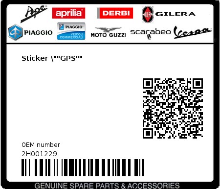 Product image: Piaggio - 2H001229 - Sticker \""GPS""  0
