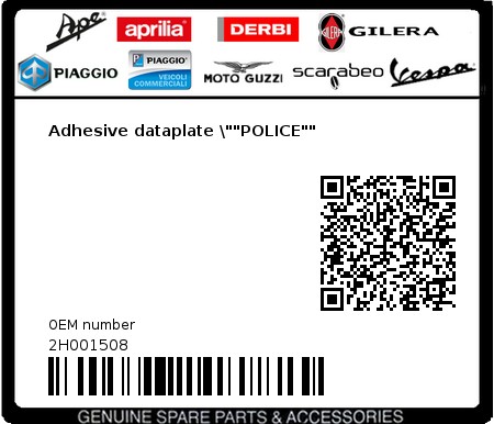 Product image: Piaggio - 2H001508 - Adhesive dataplate \""POLICE"" 