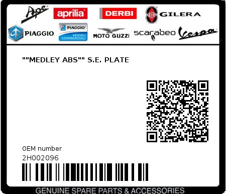 Product image: Piaggio - 2H002096 - ""MEDLEY ABS"" S.E. PLATE 