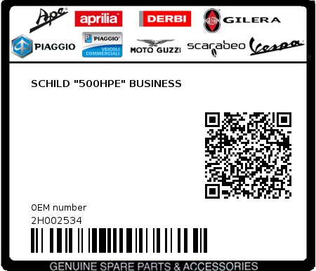 Product image: Piaggio - 2H002534 - SCHILD "500HPE" BUSINESS  0