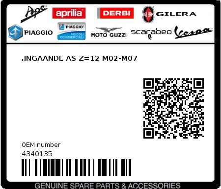 Product image: Piaggio - 4340135 - .INGAANDE AS Z=12 M02-M07 