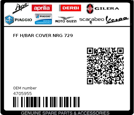 Product image: Piaggio - 4705955 - FF H/BAR COVER NRG 729 