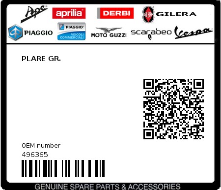 Product image: Piaggio - 496365 - PLARE GR. 