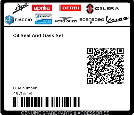 Product image: Piaggio - 4975516 - Oil Seal And Gask Set  0