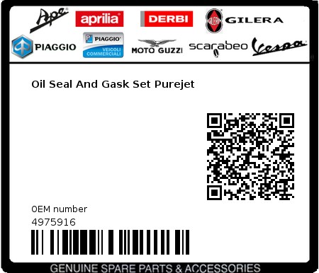 Product image: Piaggio - 4975916 - Oil Seal And Gask Set Purejet  0