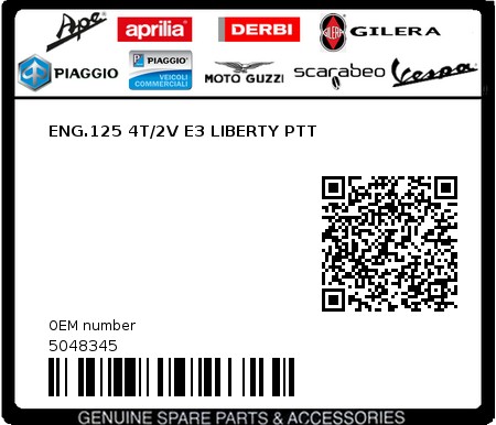 Product image: Piaggio - 5048345 - ENG.125 4T/2V E3 LIBERTY PTT  0
