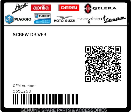 Product image: Piaggio - 5551290 - SCREW DRIVER  0