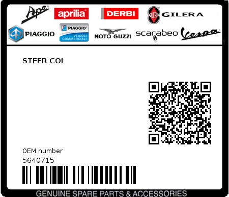 Product image: Piaggio - 5640715 - STEER COL  0