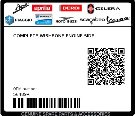 Product image: Piaggio - 56489R - COMPLETE WISHBONE ENGINE SIDE 