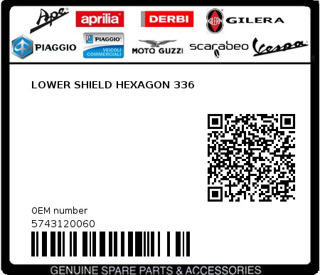 Product image: Piaggio - 5743120060 - LOWER SHIELD HEXAGON 336 