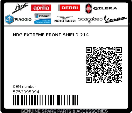 Product image: Piaggio - 5753095094 - NRG EXTREME FRONT SHIELD 214 