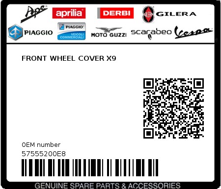 Product image: Piaggio - 57555200E8 - FRONT WHEEL COVER X9 