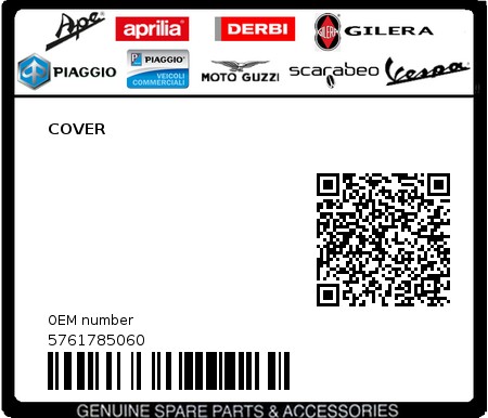 Product image: Piaggio - 5761785060 - COVER 