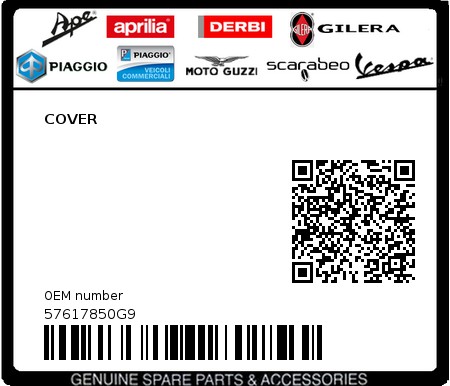 Product image: Piaggio - 57617850G9 - COVER 