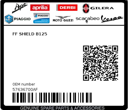 Product image: Piaggio - 57636700AF - FF SHIELD B125 