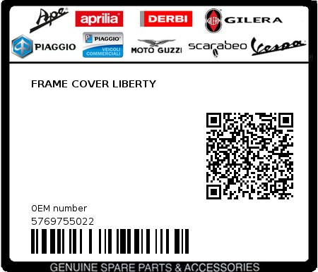 Product image: Piaggio - 5769755022 - FRAME COVER LIBERTY 