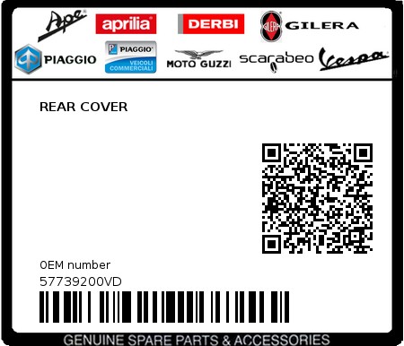 Product image: Piaggio - 57739200VD - REAR COVER 