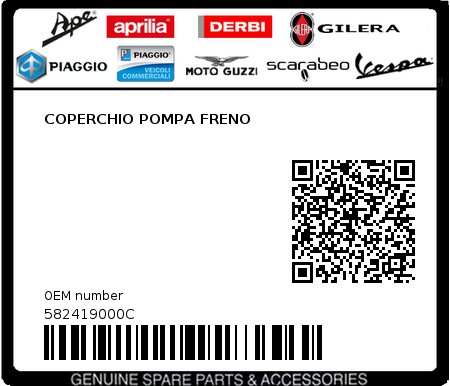Product image: Piaggio - 582419000C - COPERCHIO POMPA FRENO  0