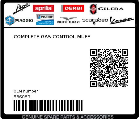 Product image: Piaggio - 58608R - COMPLETE GAS CONTROL MUFF  0