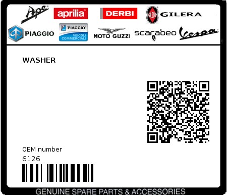 Product image: Piaggio - 6126 - WASHER 