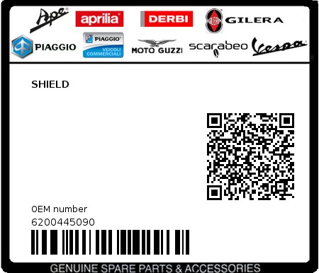 Product image: Piaggio - 6200445090 - SHIELD 