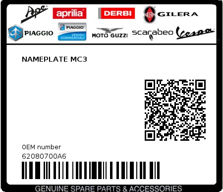 Product image: Piaggio - 62080700A6 - NAMEPLATE MC3 