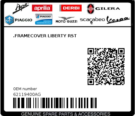 Product image: Piaggio - 62119400AG - .FRAMECOVER LIBERTY RST 