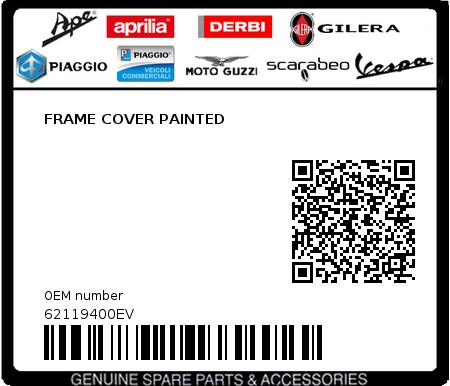 Product image: Piaggio - 62119400EV - FRAME COVER PAINTED 