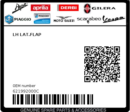 Product image: Piaggio - 621992000C - LH LAT.FLAP  0